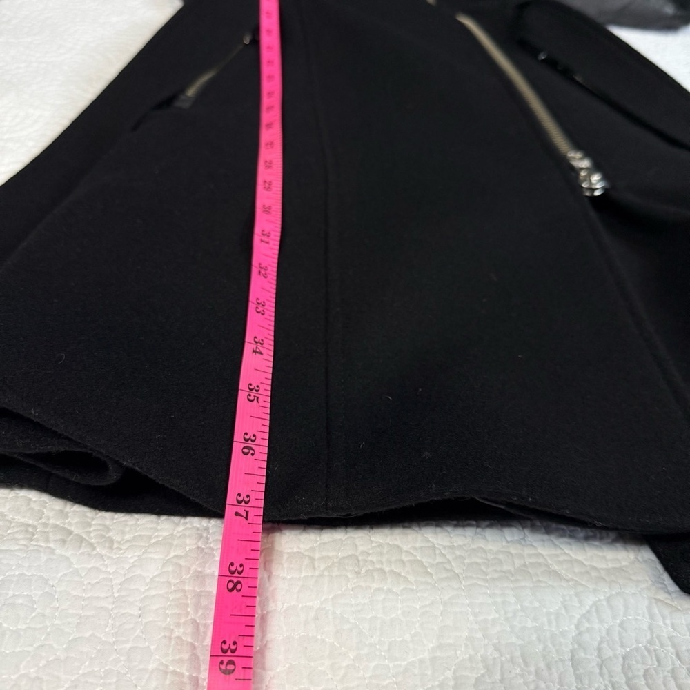 Mackage Dale Black Trench Coat with Leather Sleeves - Picture 14 of 16